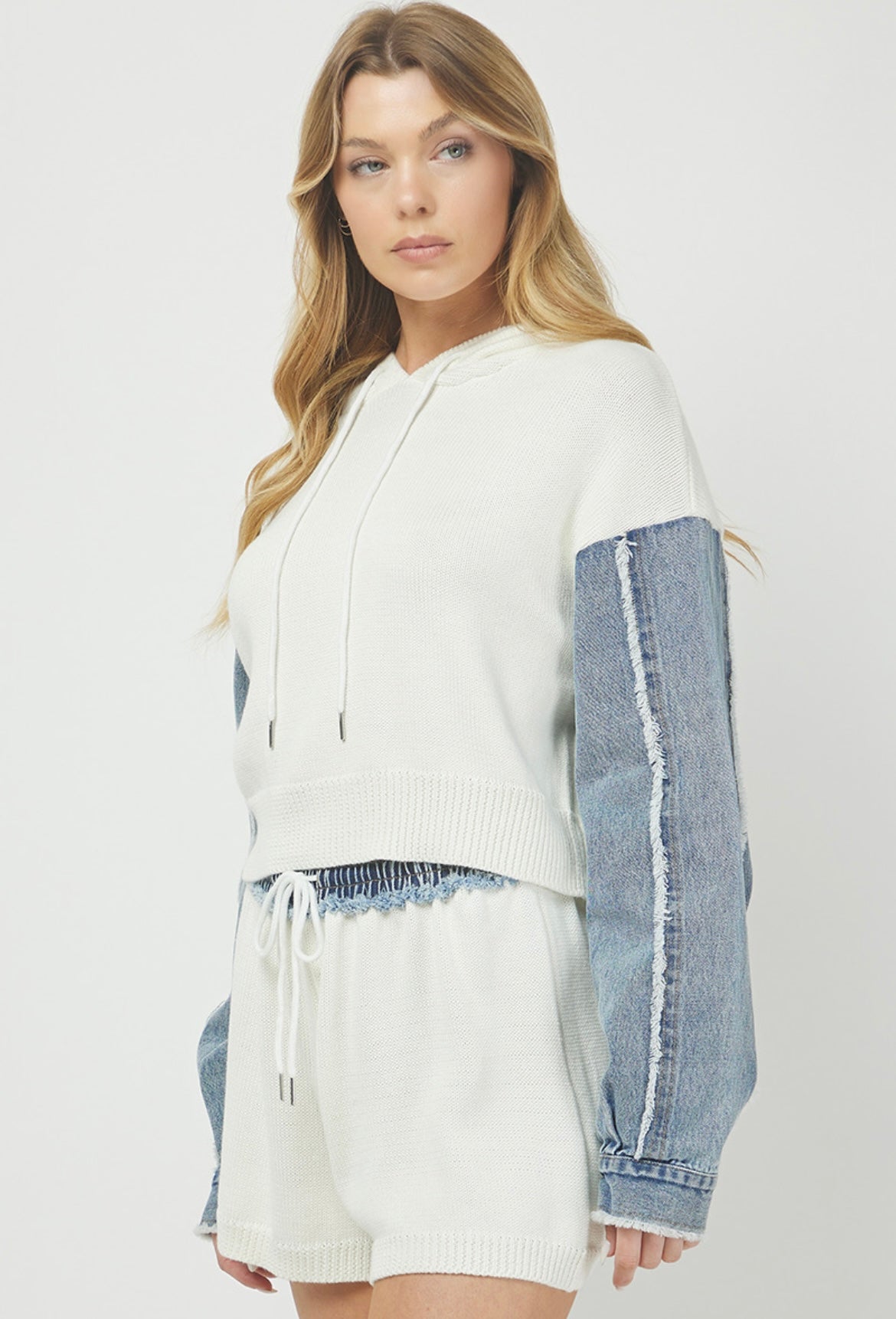 Contrast Cropped Hoodie
