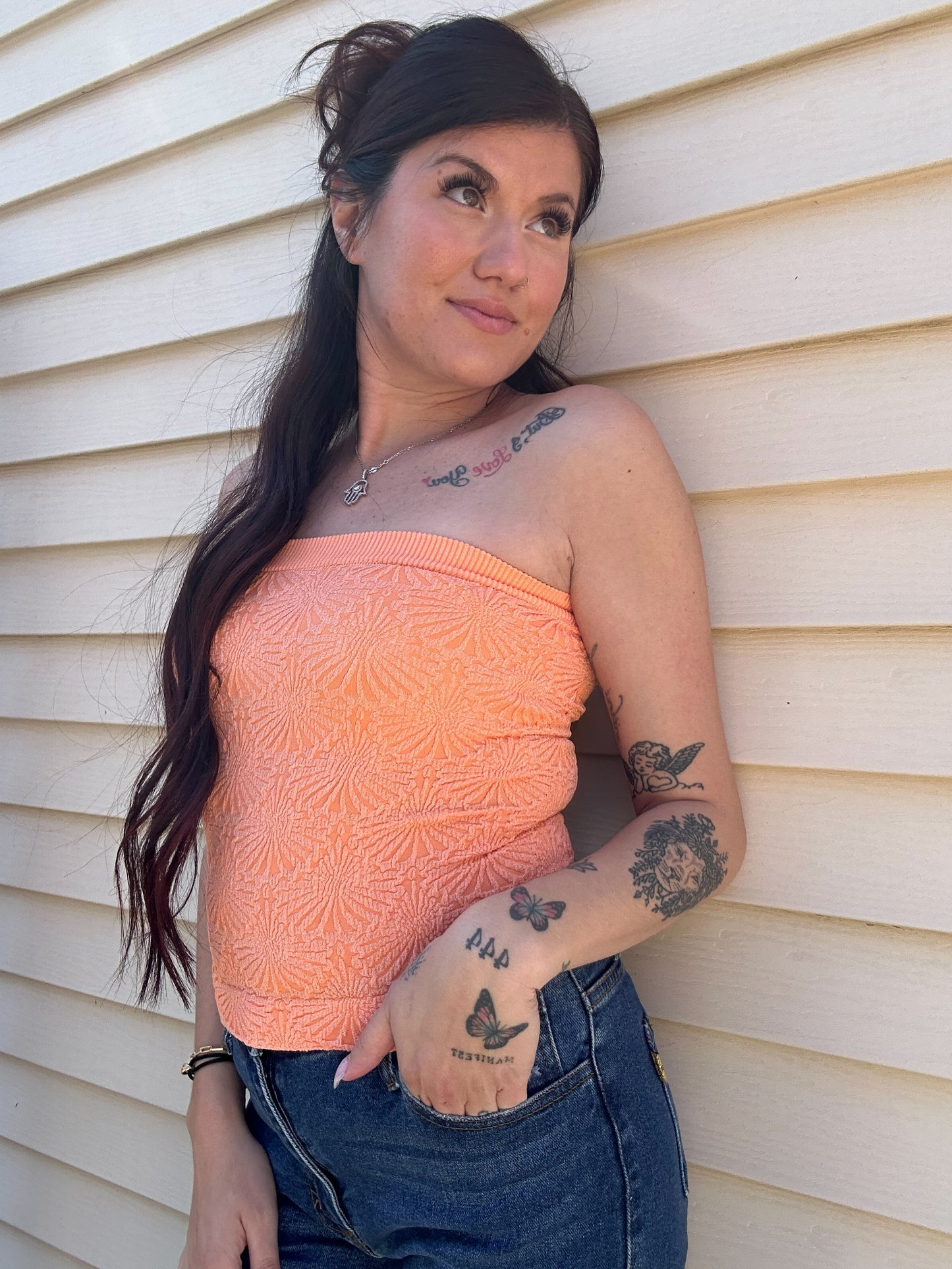 Textured Tube Top (Neon Orange)