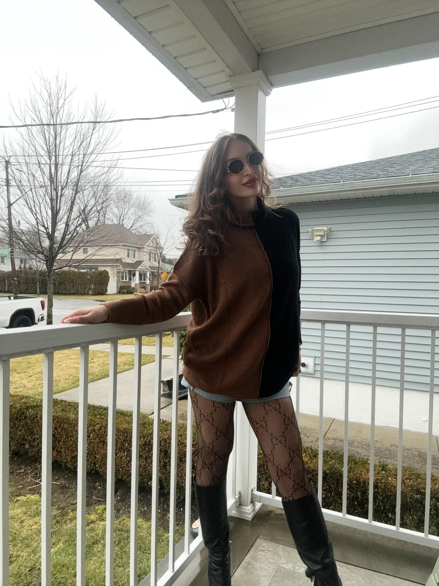 Color Block Tunic Sweater