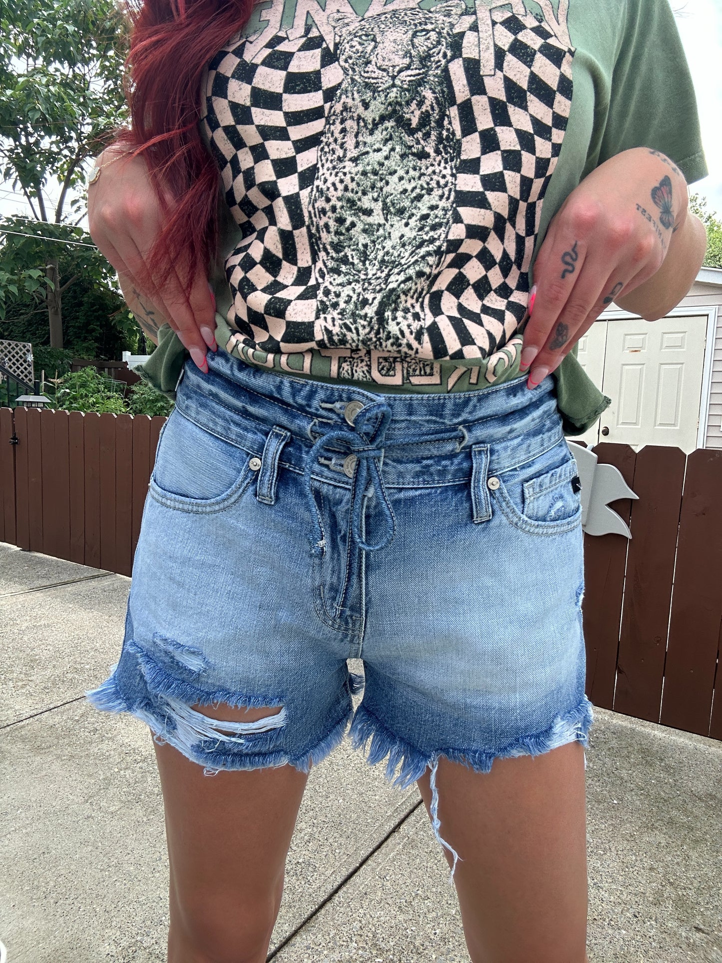 High Rise Raw Frayed Hem Shorts