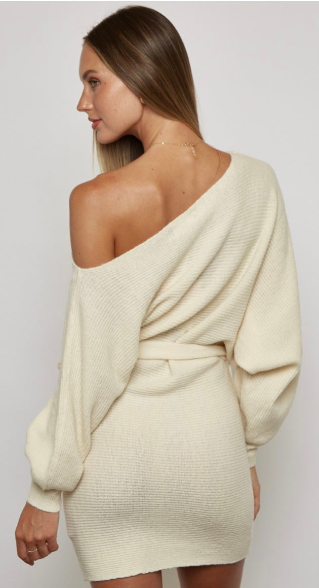 The Elisabetta One-Shoulder Sweater Dress - Main Image
