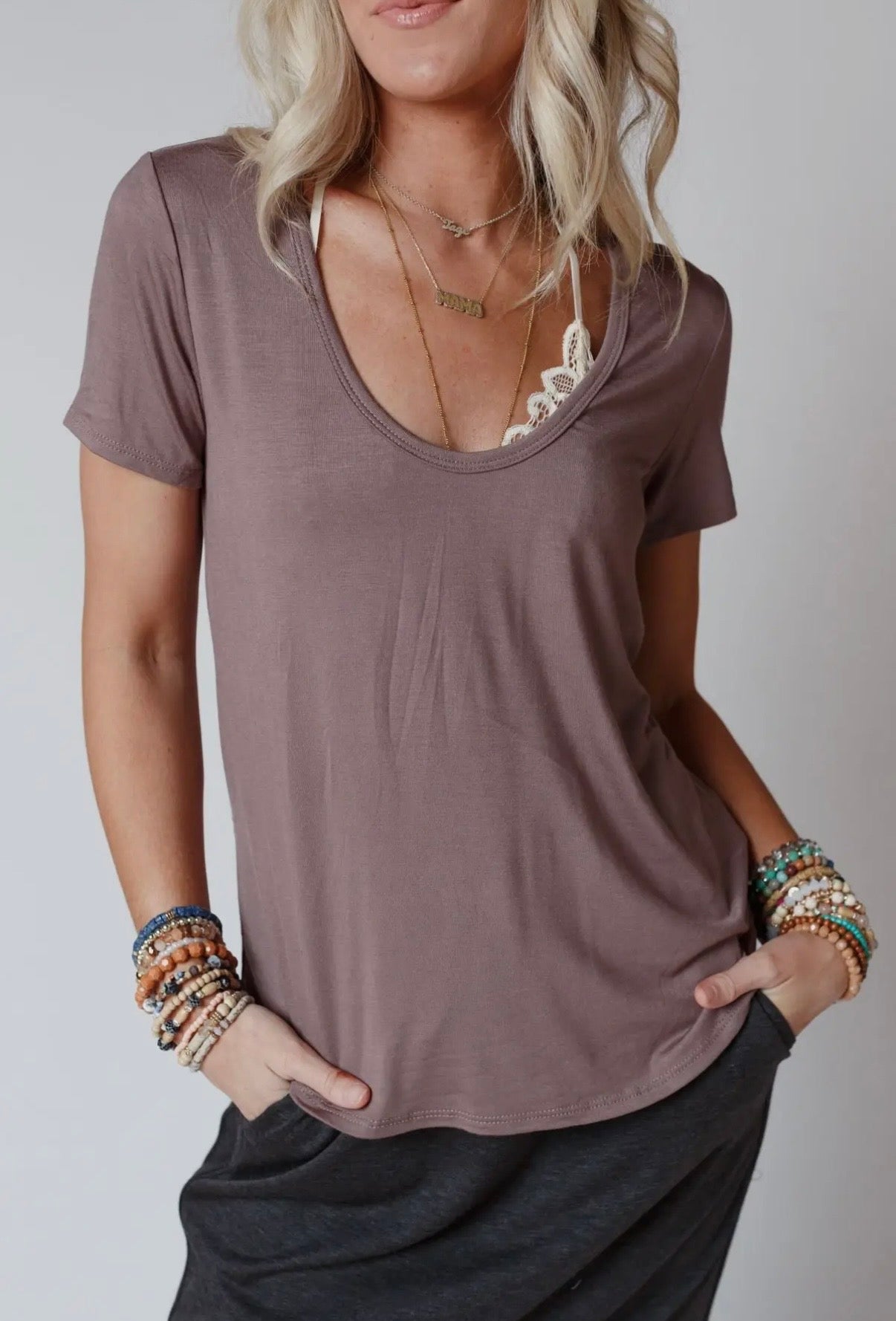 Your New Fav Scoop Neck Tee (Mocha)