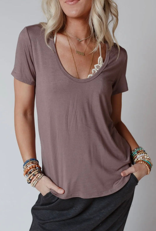 Your New Fav Scoop Neck Tee (Mocha)