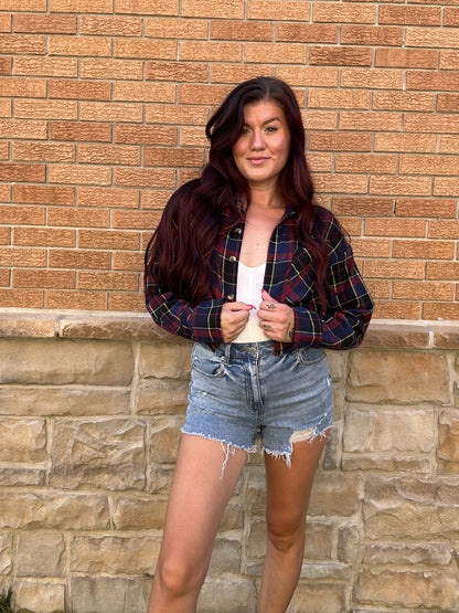 Fall Feeling Cropped Flannel
