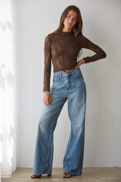 Chocolate Haze Mock Neck Top