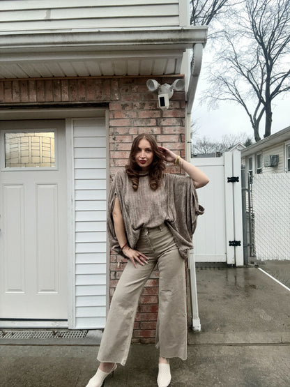 Mock Neck Bishop Sleeve Sweater