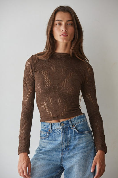 Chocolate Haze Mock Neck Top