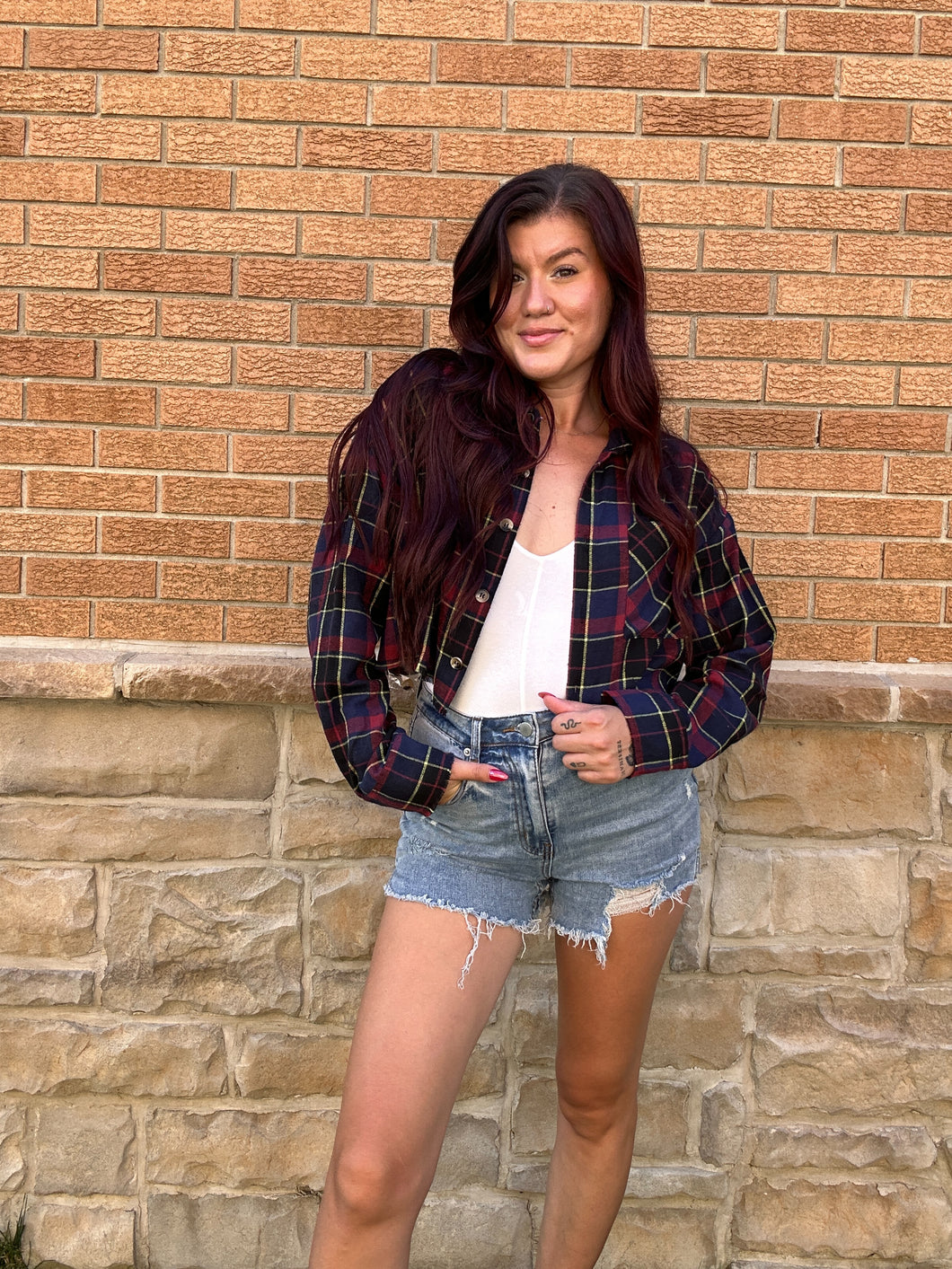 Fall Feeling Cropped Flannel