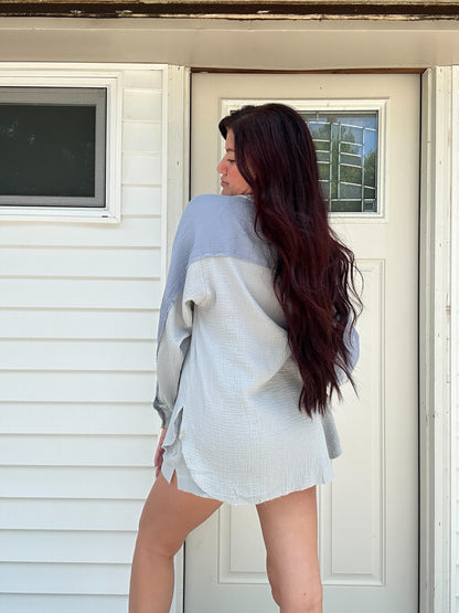Oversized Gauze Button Up