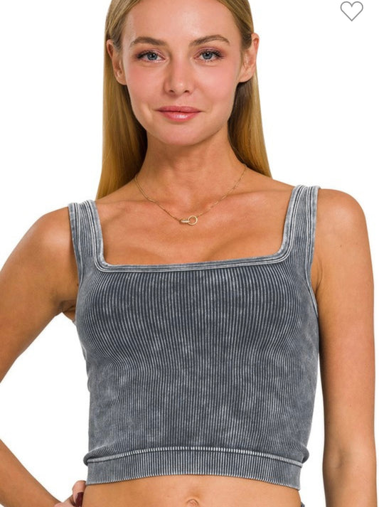 Ribbed Seamless Tank (Ash Black)