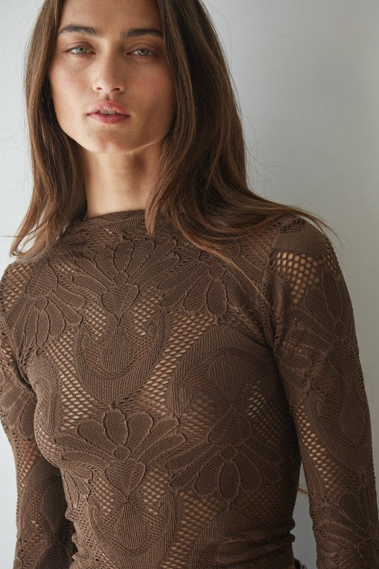 Chocolate Haze Mock Neck Top