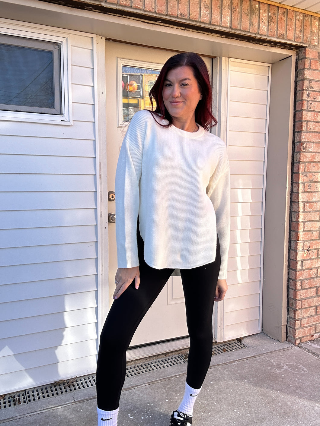 Basic Knit Sweater Top (Ivory)