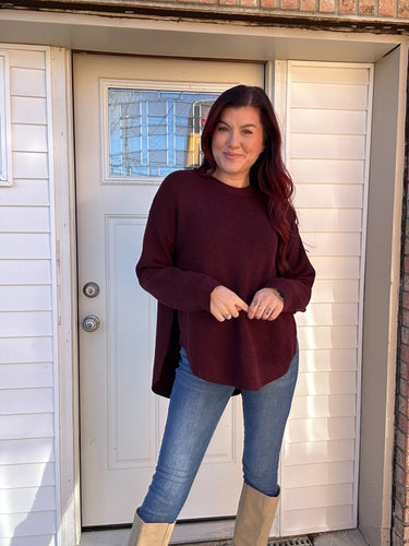 Basic Knit Sweater Top (Merlot)