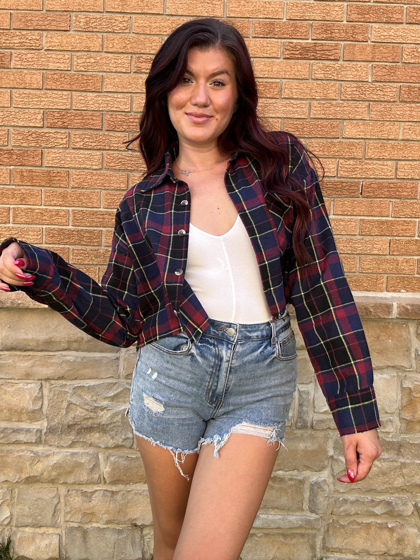 Fall Feeling Cropped Flannel