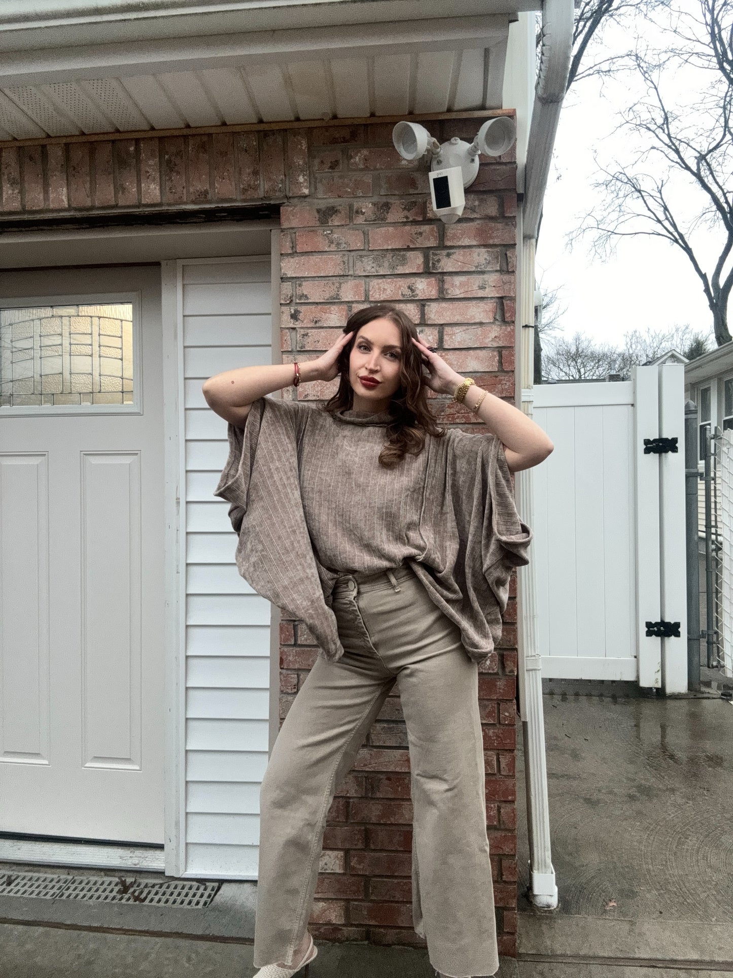 Mock Neck Bishop Sleeve Sweater
