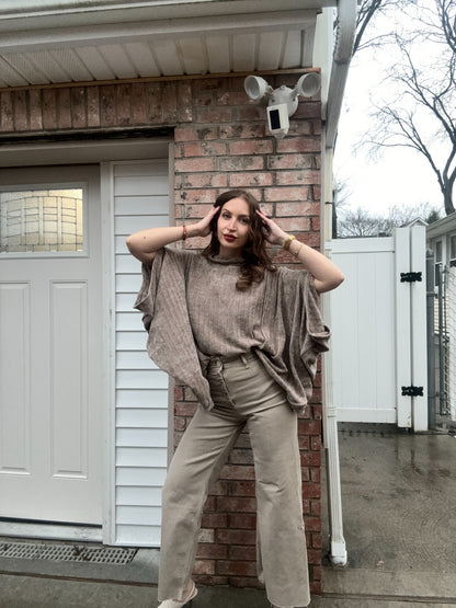 Mock Neck Bishop Sleeve Sweater