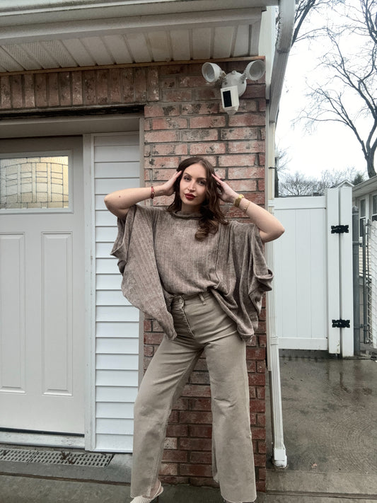 Mock Neck Bishop Sleeve Sweater