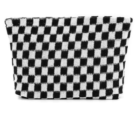 Checkered Cosmetic Pouch (Black)