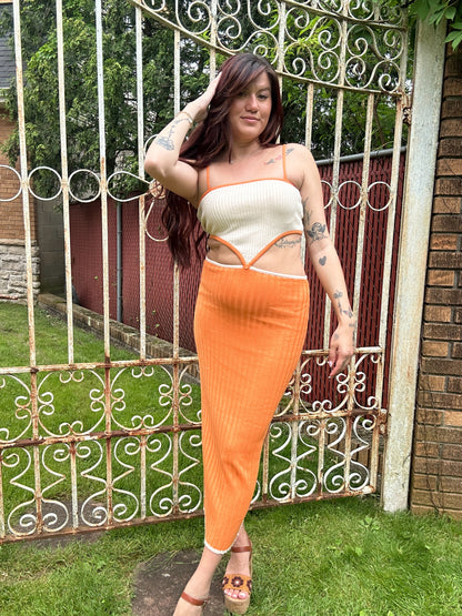 Orange Cream Midi Dress