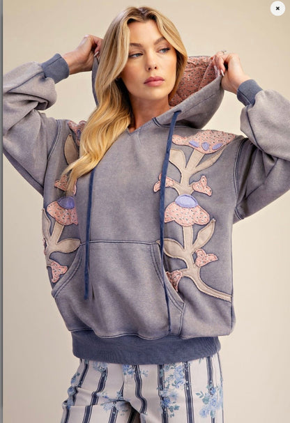 Garden Patch Hoodie (Washed Denim)