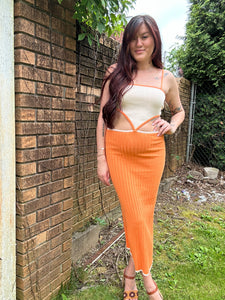 Orange Cream Midi Dress