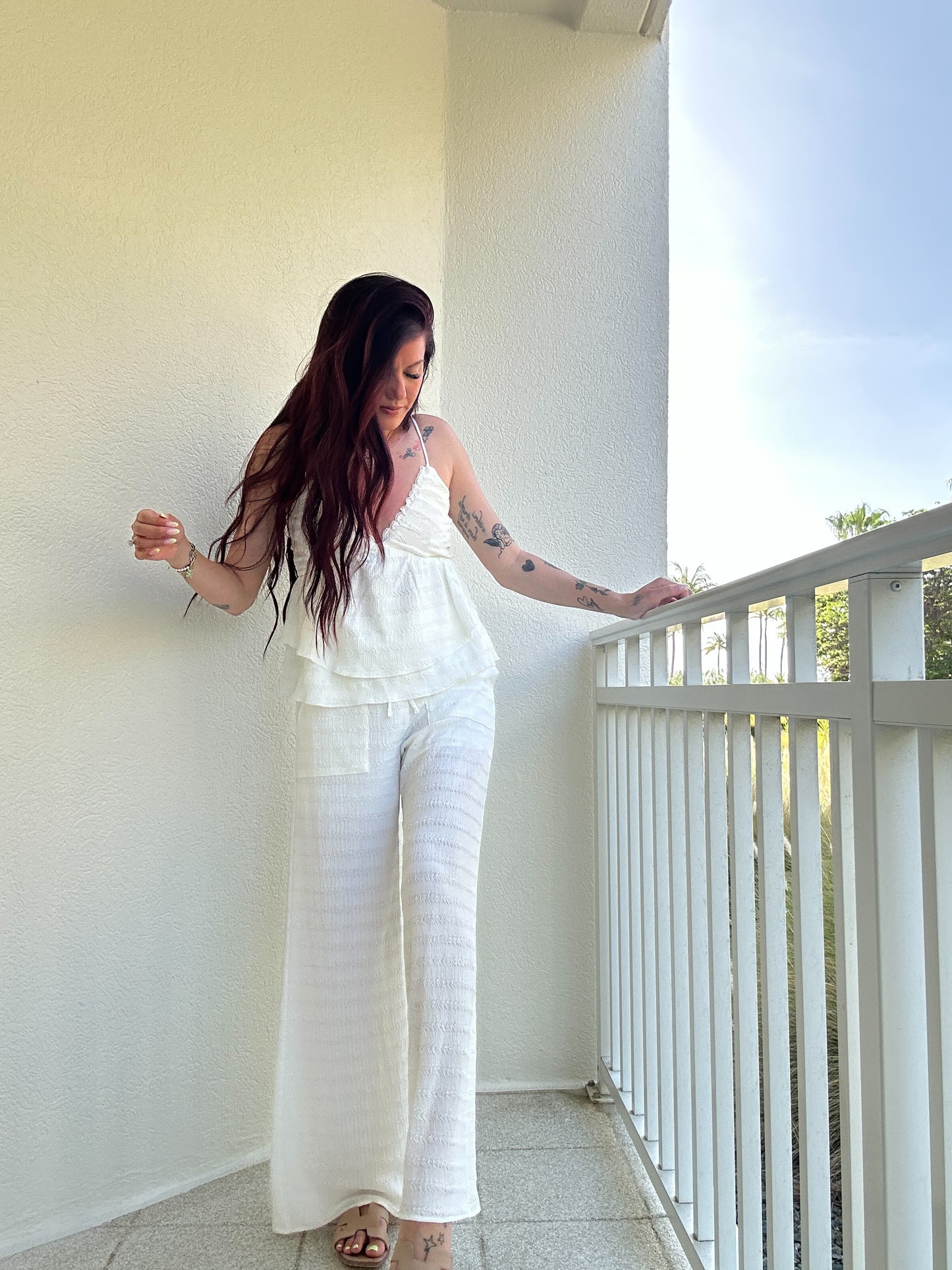 Ivory Aura Wide Leg Pants