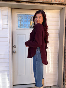 Basic Knit Sweater Top (Merlot)