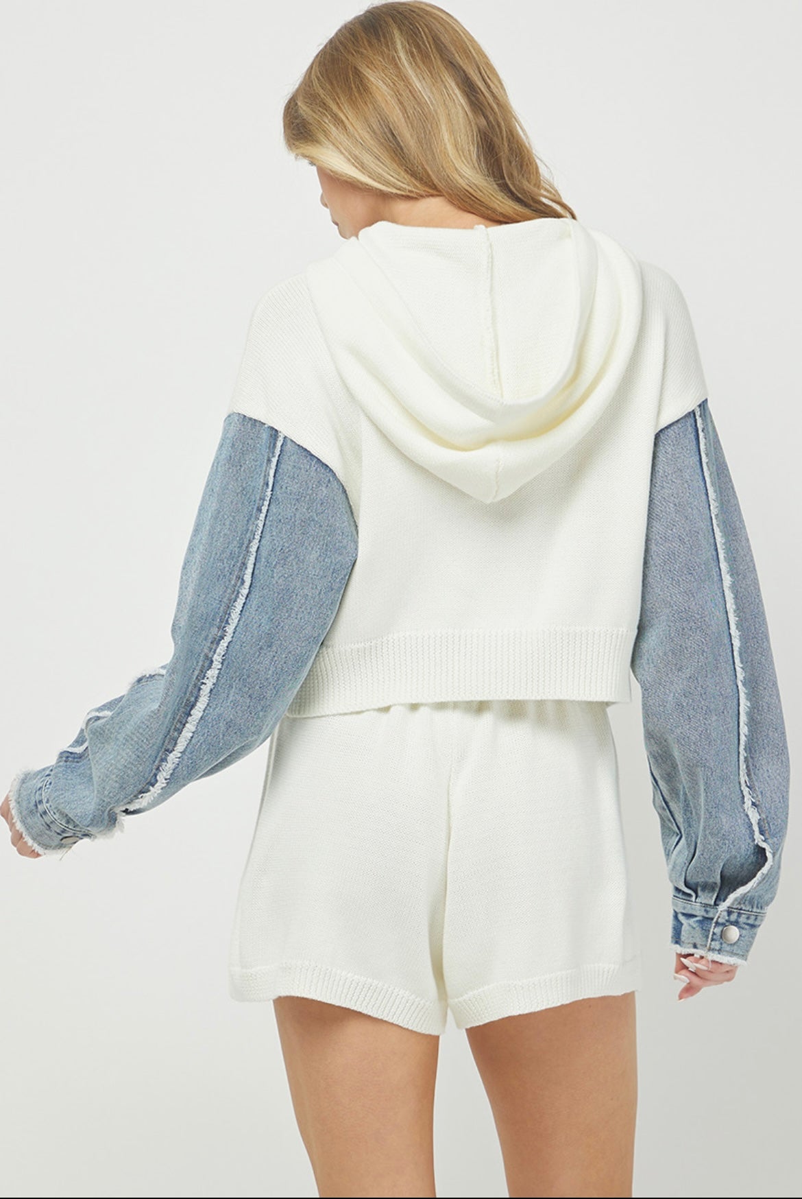 Contrast Cropped Hoodie