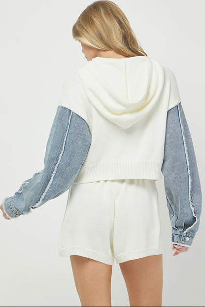Contrast Cropped Hoodie