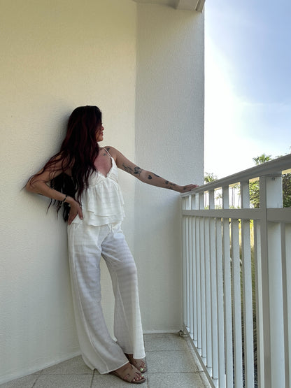 Ivory Aura Wide Leg Pants