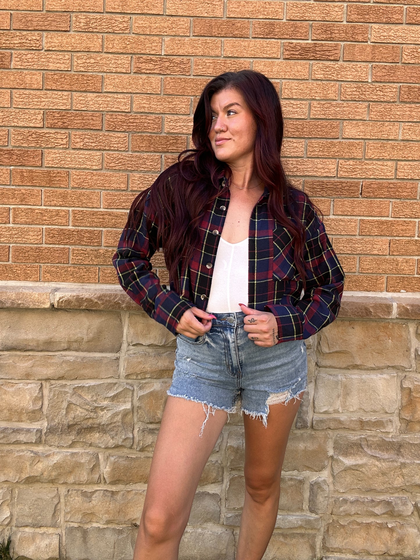 Fall Feeling Cropped Flannel