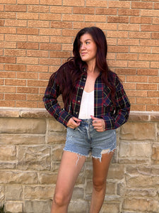 Fall Feeling Cropped Flannel