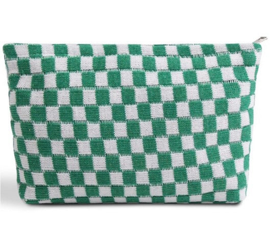 Checkered Cosmetic Pouch (Green)