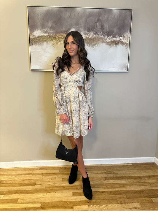 Metallic Chiffon Mini Dress