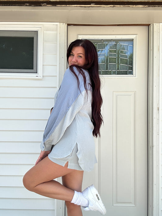 Oversized Gauze Button Up