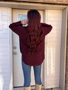 Basic Knit Sweater Top (Merlot)