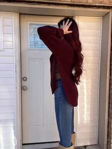 Basic Knit Sweater Top (Merlot)