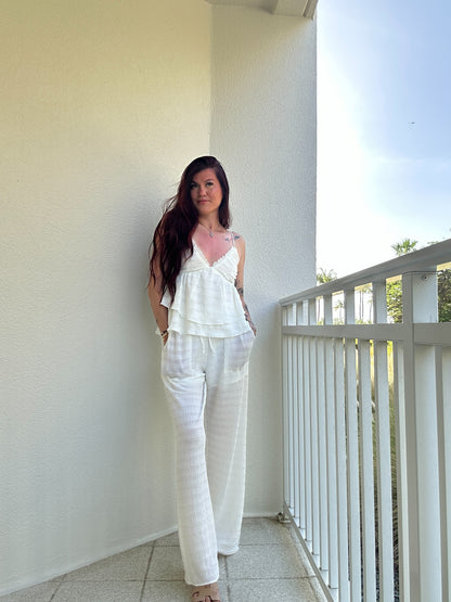 Ivory Aura Wide Leg Pants