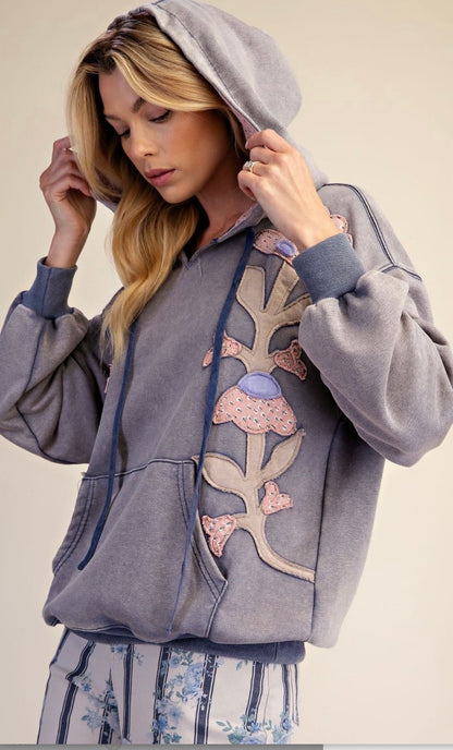 Garden Patch Hoodie (Washed Denim)