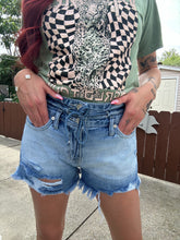 Load image into Gallery viewer, High Rise Raw Frayed Hem Shorts