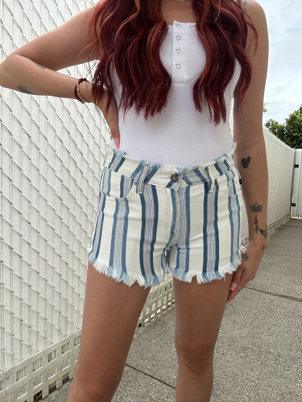 High Rise Stripe Shorts