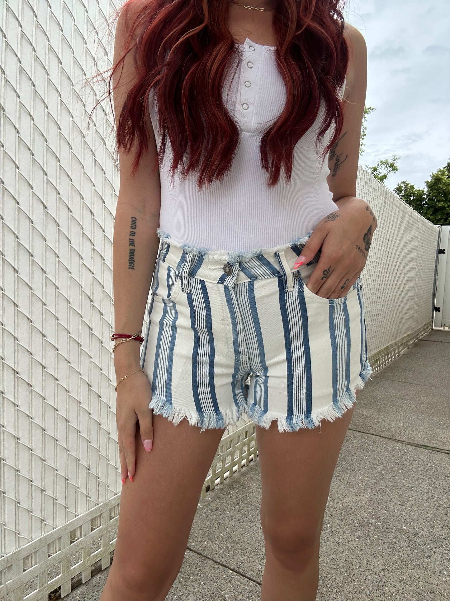 High Rise Stripe Shorts