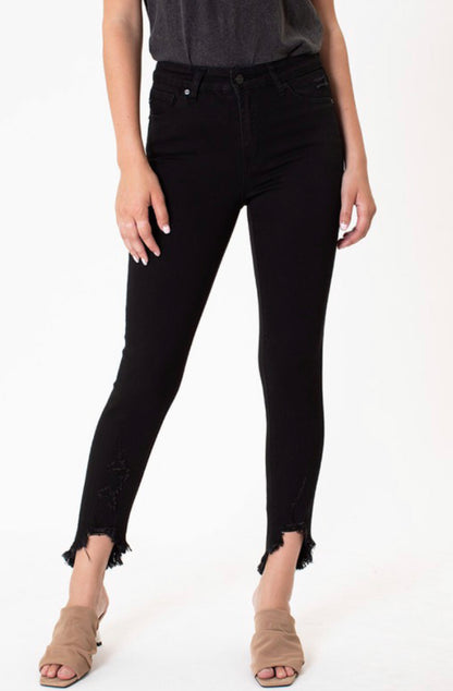 True-Black Unfinished Stretch Skinny Jean