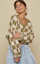 Load image into Gallery viewer, The Greta Checkered Balloon Sleeve Sweater