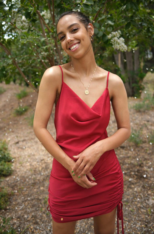 The Harlow Satin Ruched Dress