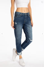 Load image into Gallery viewer, The Falling For Dark-Wash Girlfriend Jeans