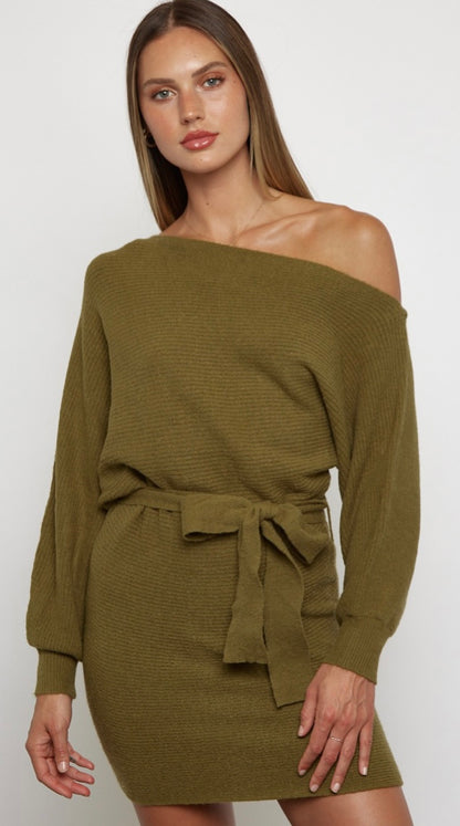 The Elisabetta One-Shoulder Sweater Dress
