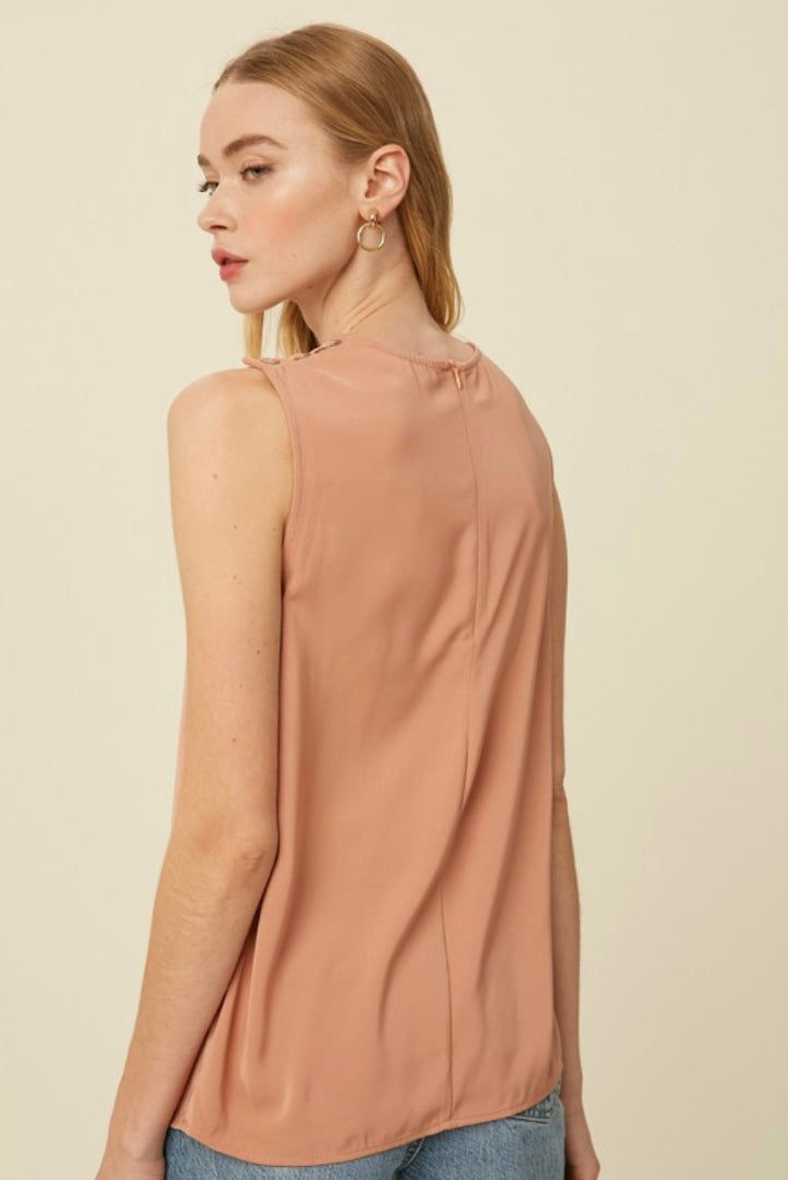 The Simona Shoulder Laced Sleeveless Blouse