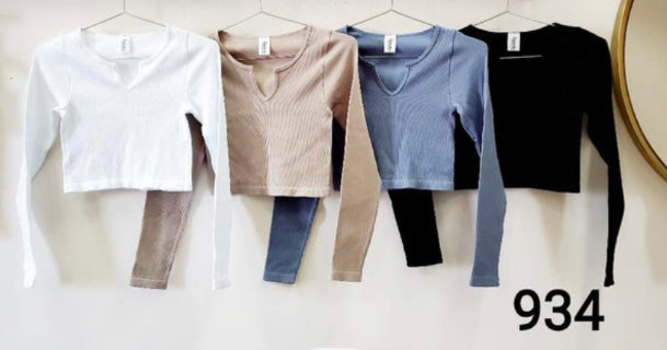 The Super Stretch Ribbed Cutout Neck Long-Sleeve Top
