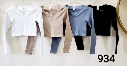 The Super Stretch Ribbed Cutout Neck Long-Sleeve Top